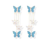 Blue Butterfly Earrings for Women Gifts Trendy Stuff Crystal Zircon Butterfly Tassel Dangle Purple Earrings Wedding Jewelry Gifts Purple Dress for Woman Outfits