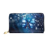 Blue Butterfly In The Water Pattern, portafoglio da donna, portafoglio lungo pochette, portafoglio porta carte di credito, portamonete da viaggio, nero, taglia unica, Nero , Taglia unica