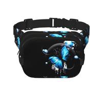 Blue Butterfly - Marsupio unisex regolabile a doppio strato, per attività all'aperto, viaggi, corsa, escursionismo, Nero , Taglia unica