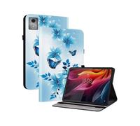 (Blue Butterfly, Multicolor) For Lenovo Tab K11 Plus M11 Plus Leather Case Pattern Printed Stand Tablet Cover with Card Slots - L