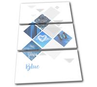 Blue Butterfly Sky Pebbles Abstract TREBLE TELA parete arte foto stampa