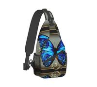 Blue Butterfly Unisex Sling Bag Multitasche Borsa A Spalla Leggera Zaino Monospalla Per Lavoro Outdoor Trekking