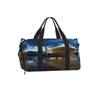 Blue Camo Print - Borsa a tracolla per sport, perfetta per viaggi, campeggio e attività all'aria aperta, Aereo nella luce di sera, One Size
