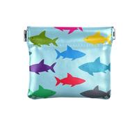 Blue Cartoon Fish Fish Sea Silhouette Donna Piccolo Cuoio Portamonete Fancy Pocket Borsa Trucco per Lady, Sagoma di mare pesce pesce fumetto blu, 1 size, Stampa artistica