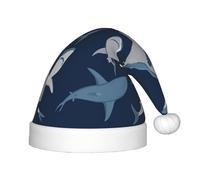 Blue Cartoon Shark 1pack Peluche Cappello di Babbo Natale Comodo Cappello di Natale per Bomboniere di Natale Adatto per Adolescenti