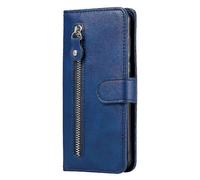 (blue) case for OnePlus 12 with zipper and card slots made of leather
