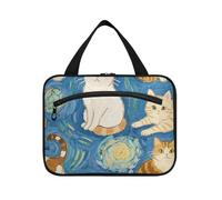 Blue Cat Art Pittura Hanging Bag per gli uomini che viaggiano con gancio, borsa portatile di trucco di design per auto per gli accessori per le donne hotel organizador de maquillaje para L