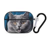 Blue Cat, custodia per AirPod Pro, antigraffio, in policarbonato rigido, con portachiavi, accessorio per AirPod Pro 2°/1° custodia per donne e uomini, stile nero