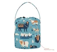 Blue Cattle of The Bohemian Tribe Sacchetto di Filato all'uncinetto con Fori Borse di Filato per Uncinetto per l'uncinetto per Strumento di lavoro a maglia hilos para tejer Crochet