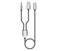 (Blue) Cavo sdoppiato da USB Type-C a USB A con ingresso AUX da 3,5 mm per autoradio.
