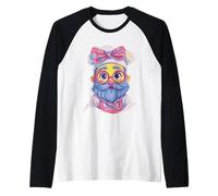 Blue Chef Kawaii Bakery Ritratto Personaggio Grafico Rosa Maglia con Maniche Raglan