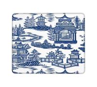 Blue Chinese Style Chinoiserie Ancient Folk Mousepad Portatile Tappetino per Mouse Antiscivolo Mouse Pad per Computer Lavoro Ufficio 25X30Cm