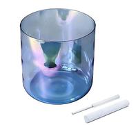 Blue Clear Crystal Singing Bowl for Yoga Meditation & Sound Bath, Quartz Chakra Sound Bowl with Crystal Striker Suede Mallet & O-ring(440Hz,7 inch C note)