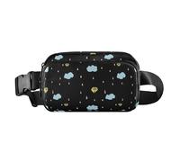 Blue Cloud Yellow Heart Fashion Crossbody Bag Marsupio per donne e uomini, mini borsa a tracolla con cinghia regolabile per viaggi, corsa, escursionismo, Cuore Giallo Nuvola Blu, 1 size