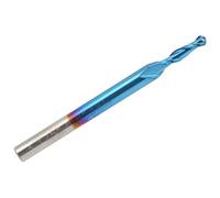Blue Coated Ballnose Cutter, Ball End Mill Spiral Router Bit, 2 - Flute Nano Coating Tungsten Steel Milling Cutter for 3D Carving on Wood Acrylic PCB, 3.175 x 2.5 x 8 mm