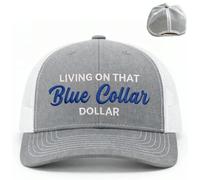 Blue Collar Dollar Trucker Hat,Funny Embroidered Adjustable Baseball cap,Unisex Blue Collar Breathable Mesh Sun Hats (C)