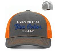 Blue Collar Dollar Trucker Hat,Funny Embroidered Adjustable Baseball cap,Unisex Blue Collar Breathable Mesh Sun Hats (D)