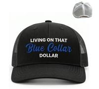 Blue Collar Dollar Trucker Hat,Funny Embroidered Adjustable Baseball cap,Unisex Blue Collar Breathable Mesh Sun Hats (A)
