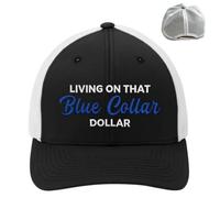 Blue Collar Dollar Trucker Hat,Funny Embroidered Adjustable Baseball cap,Unisex Blue Collar Breathable Mesh Sun Hats (B)