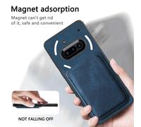 (Blue) Compatible For Nothing Phone (3a) Case Compatible with MagSafe Leather Back Cover with Detachable Card Holder
