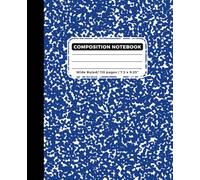 Blue Composition Notebook: Blue and White Marble Wide Ruled Composition Notebook, 7.5 x 9.25", 110 pages