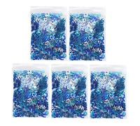 Blue Confetti Glitter 8mm | Aluminum Foil Sequin Table Decorations for Parties/Baptism/Festive Season | 5 Bags 75g Total | Reusable & Sturdy (Letter)
