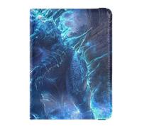Blue Cool Fire Dinosaur Cuoio decorativo passaporto libro titolare Portafoglio Combo Passaporto Holder Caso Leggero, Dinosauro blu fuoco freddo, 1 size