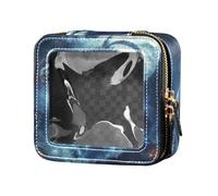 Blue Cool Fire Monster - Borsa organizer trasparente per cosmetici, da donna