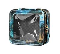 Blue Cool Fire Monster Cosmetic Bag con cerniera Makeup Bag Organizer Mini contenitori di trucco per viaggiare