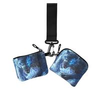 Blue Cool Flame Cheetah - Portafogli da donna, con doppio cinturino da polso, portatile, con cinturino da polso, confezione da 2, Ghepardo blu a fiamma fredda, 1 size, Casual
