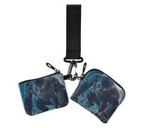 Blue Cool Flame Gorilla - Portafogli da donna con portamonete con cerniera, sottile, portatile, con cinturino da polso, confezione da 2, Gorilla Fiamma Freddo Blu, 1 size, Casual