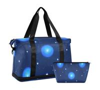Blue Cosmic Planet - Borsone sportivo da palestra con borsa da toilette per sport, set da 2 pezzi, Pianeta cosmico blu, 1 size