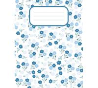 Blue Cottage Core Composition Notebook Ditzy Floral: 120 Lined Wide Rule Pages, XLarge 8.5 x 11 inches, Girly aesthetic, Teens, Women, Journal, Self Care