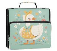 Blue Cute Duck 3 Anelli 3,8 cm Zip Raccoglitore Bag con Manico Multi-Pocket Documenti File Borsa di Immagazzinaggio per Ufficio Scuola Gestor de carpetas de Office