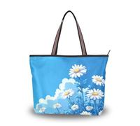 Blue Daisy Hello Sunshine Bloom Primavera tessuto di seta con cerniera borsa tote bag estate pulcino borse in pelle per le donne