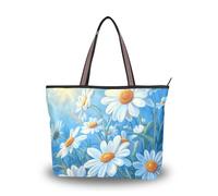 Blue Daisy Hello Sunshine Bloom Primavera tessuto di seta con cerniera lavoro tote bag estate pulcino borse per le donne alla moda