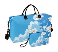 Blue Daisy Hello Sunshine Bloom Spring Large Travel Bag Carry On Shoulder Weekend Tote Gym Sports Carry con borsa da toilette per viaggio pieghevole Bolsa para viajar