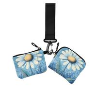 Blue Daisy Hello Sunshine Bloom Spring - Portafogli doppi da donna per biglietti da visita, mini portamonete alla moda, con tasca portamonete con cerniera, confezione da 2, Blue Daisy Hello Sunshine