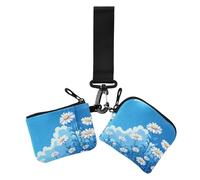 Blue Daisy Hello Sunshine Bloom Spring - Portamonete da donna, formato compatto, con cerniera, tasca portamonete per donna, 2 pezzi, Blue Daisy Hello Sunshine Bloom Primavera, 1 size, Stampa artistica