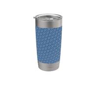 Blue Diagonal Waves Curved Lines Geometric Pattern Bicchiere termico in acciaio inox doppia parete