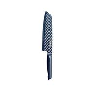 Blue Diamond Sharp Stone Posate in acciaio inox antiaderenti, coltello Santoku da 18 cm con coperchio, coltello giapponese, lama con struttura a diamante, coltelli, blu