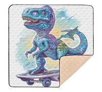 Blue Dinosaur Skateboards Cool Large antiscivolo Baby Care Tappetino da gioco per interni ed esterni, leggero, pieghevole, tappetino per gattonare per neonati e bambini, 127 x 127 cm tapete de