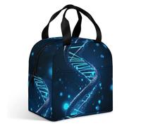 Blue DNA Structure - Borsa per il pranzo per adulti, a tenuta stagna, isolata, con cerniera e tasche multiple, grande capacità, per ufficio, lavoro, picnic