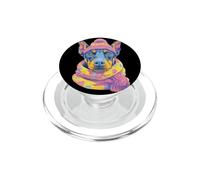 Blue Doberman - Ritratto invernale per amanti dei cani, rosa e giallo PopSockets PopGrip per MagSafe