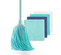 Blue Dolphin - Mocio con 4 panni in microfibra riciclata set di pulizia sostenibile per casa e tutti i tipi di superfici super assorbente e resistente