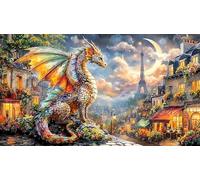 Blue-dragon-amidst-flowers-and-moon 1000 pezzi Puzzle Carta riciclata Gioco familiare divertente & stimolante Puzzle Idea regalo perfetta per relax 38x26/1000 pezzi