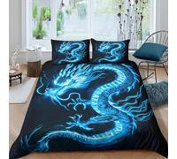 Blue dragon fantasycopripiumino microfibra Set di 3 Pezzi stampa 3D con cerniera Mythical creature Set Di Copripiumino con federe per cuscini aiosa for bambini e adolescenti Double（200x200cm）