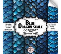 Blue Dragon Scale Scrapbook Paper: Double Sided Sheets | Dragon Pattern for Collage, Wrapping, Scrapbooking, Junk Journals, and Various DIY Craft Projects | 8.5" x 8.5" (21.59 x 21.59 cm)