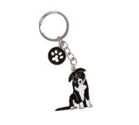 Blue Dream Island Portachiavi con targhetta identificativa per cani, grazioso portachiavi in metallo a forma di cucciolo di cane, portachiavi con ciondolo per borsa, regalo di Natale, Border Collie.,