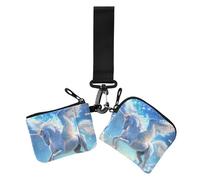 Blue Dream unicorns Portafogli da Donna Custodie per Carte Mini Moda Cambiamento Borsa Portachiavi con Cerniera Tasca portamonete per Lady 2 Pz, Unicorni blu da sogno, 1 size, Casual